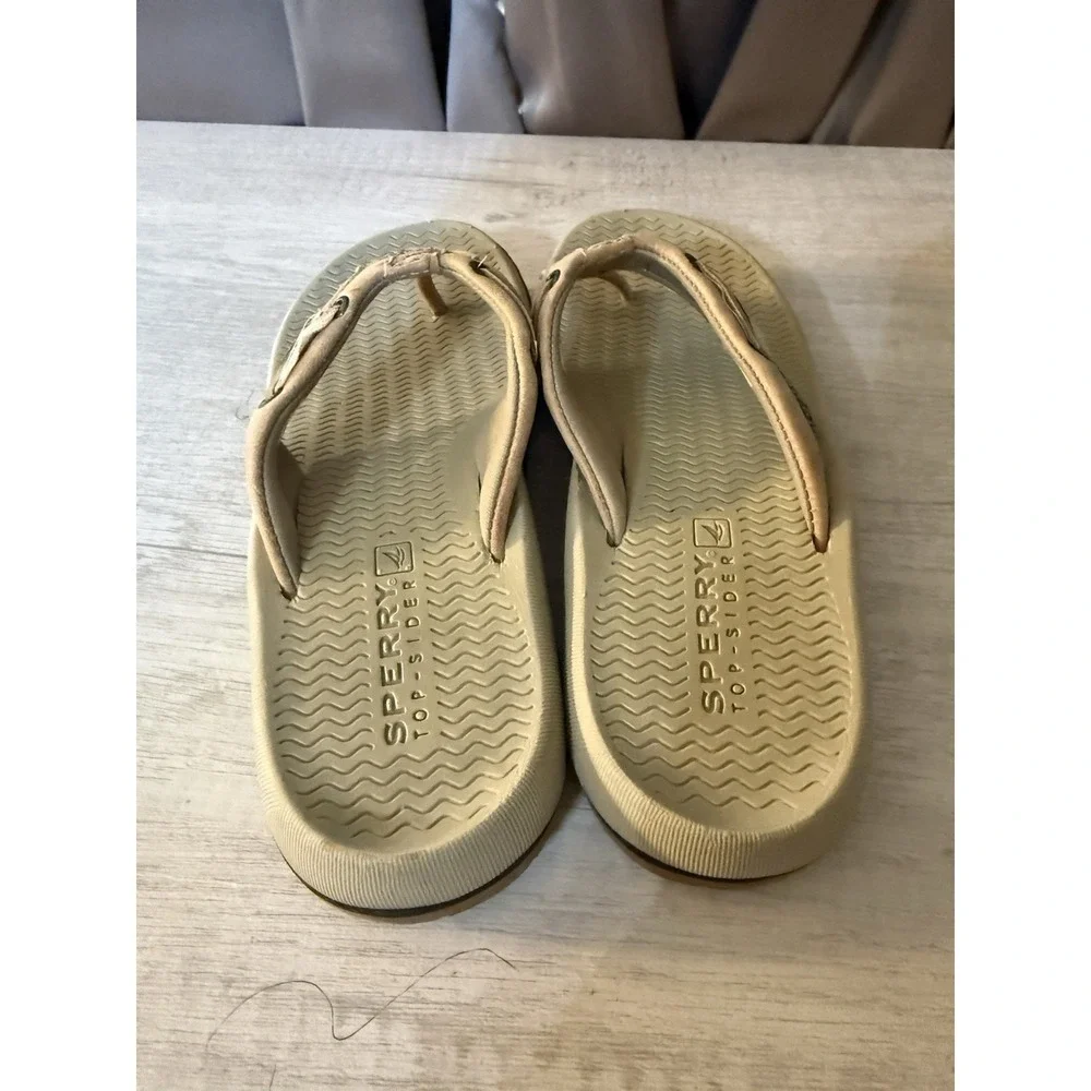 SPERRY TOP-SIDER YOUTH BLUEFISH THONG FLIP FLOPS SIZE 3 TAN/BROWN.